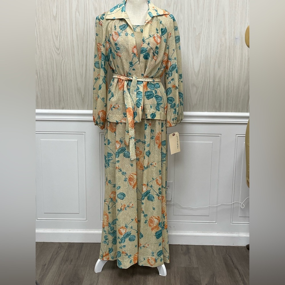 Vintage Fred Rothschild dress and jacket gold floral